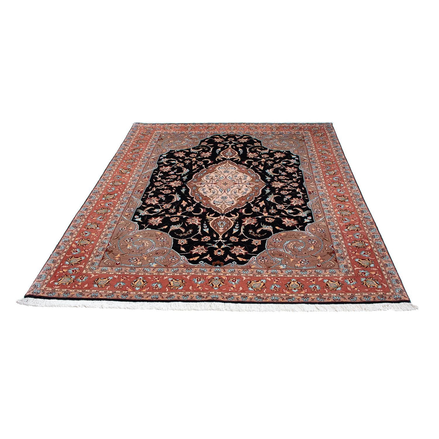 Persisk tæppe - Tabriz - Royal - 201 x 155 cm - mørkeblå
