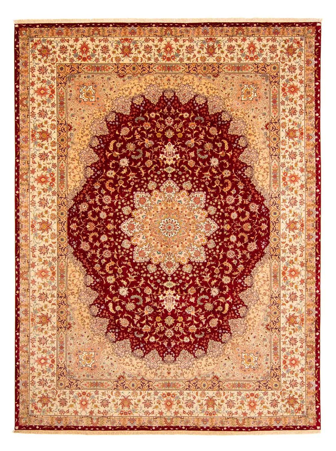 Persisk tæppe - Tabriz - Royal - 400 x 300 cm - mørkerød