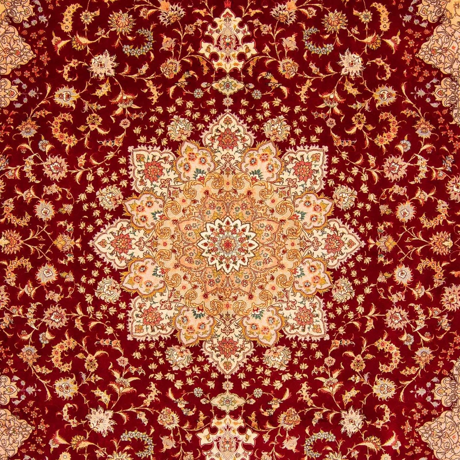Persisk tæppe - Tabriz - Royal - 400 x 300 cm - mørkerød