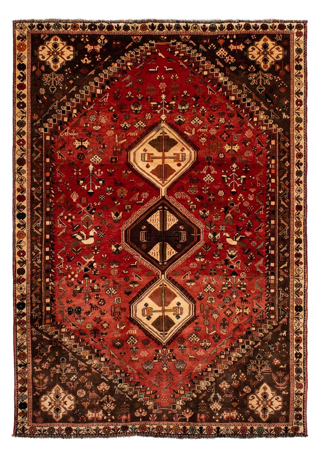 Persisk tæppe - Nomadisk - 304 x 206 cm - mørkerød