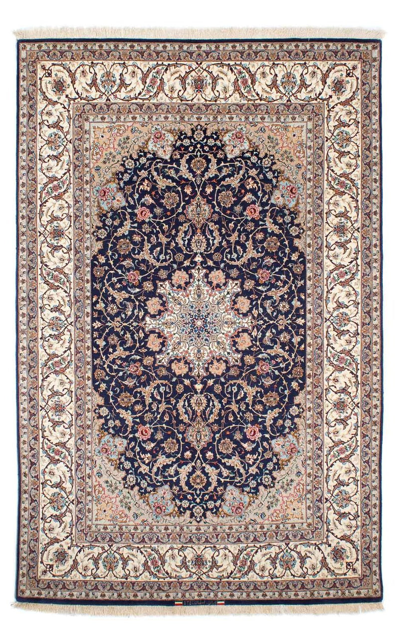 Persisk tæppe - Isfahan - Premium - 243 x 156 cm - mørkeblå