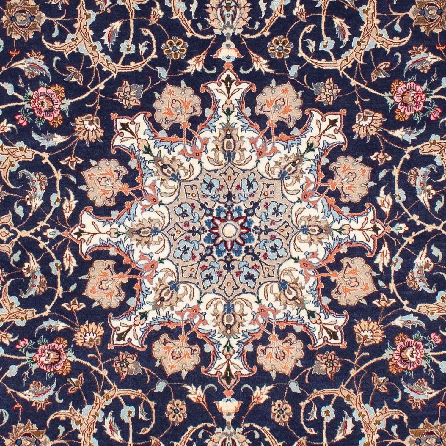 Persisk tæppe - Isfahan - Premium - 243 x 156 cm - mørkeblå