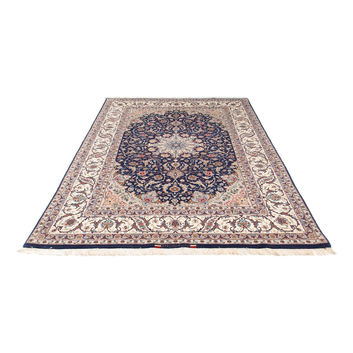 Persisk tæppe - Isfahan - Premium - 243 x 156 cm - mørkeblå