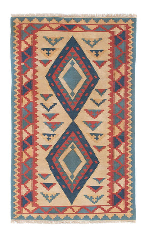 Kelim-tæppe - orientalsk - 184 x 117 cm - lys brun