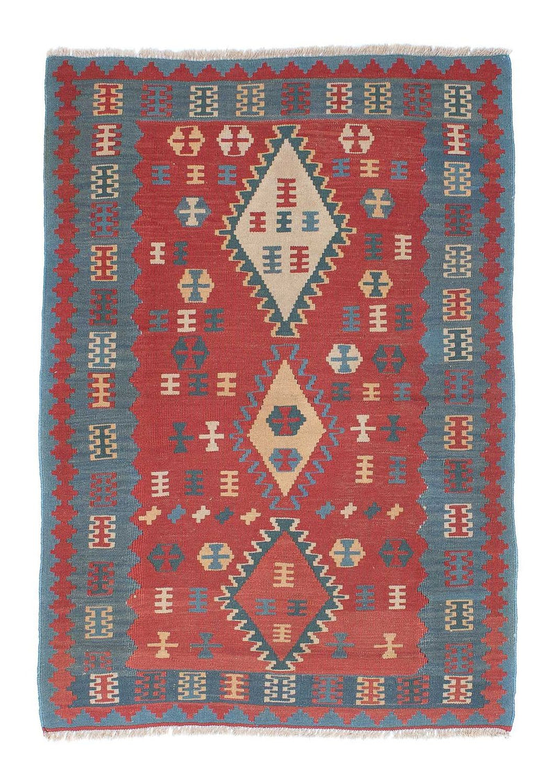 Kelim-tæppe - orientalsk - 168 x 113 cm - mørkerød
