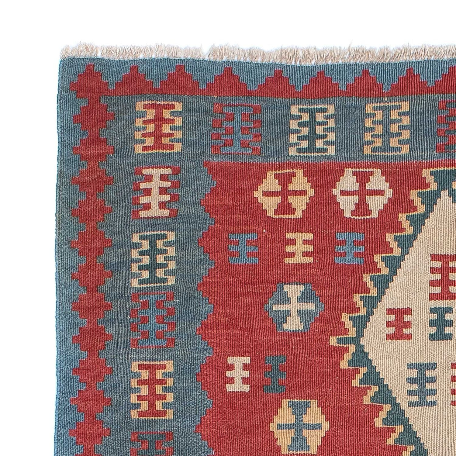 Kelim-tæppe - orientalsk - 168 x 113 cm - mørkerød