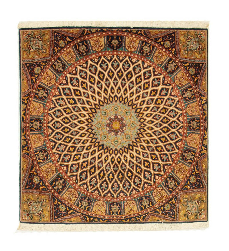 Persisk tæppe - Tabriz - Royal firkantet  - 100 x 100 cm - flerfarvet