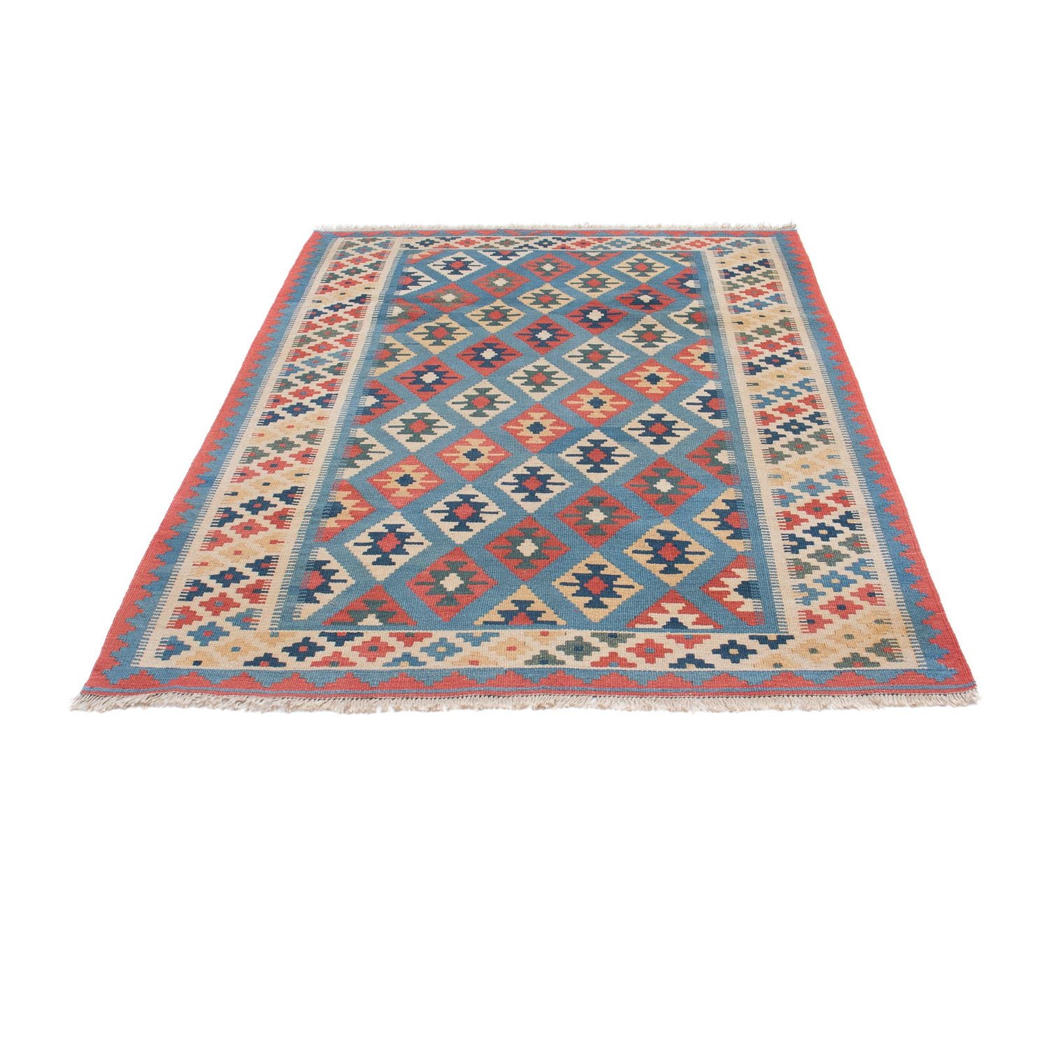 Kelim-tæppe - orientalsk - 174 x 123 cm - blå