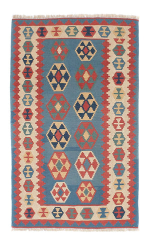 Kelim-tæppe - orientalsk - 179 x 108 cm - blå