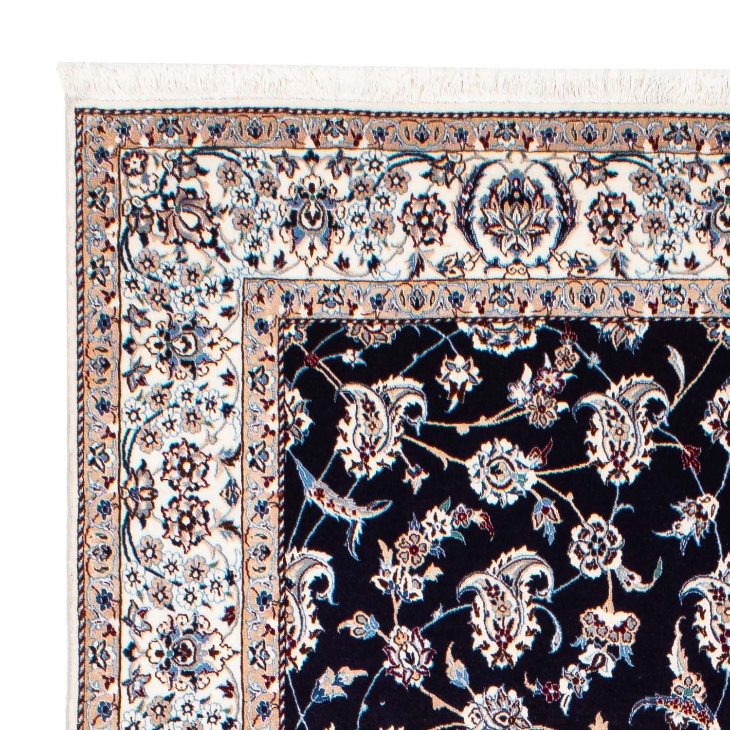 Persisk tæppe - Nain - Premium - 227 x 139 cm - mørkeblå