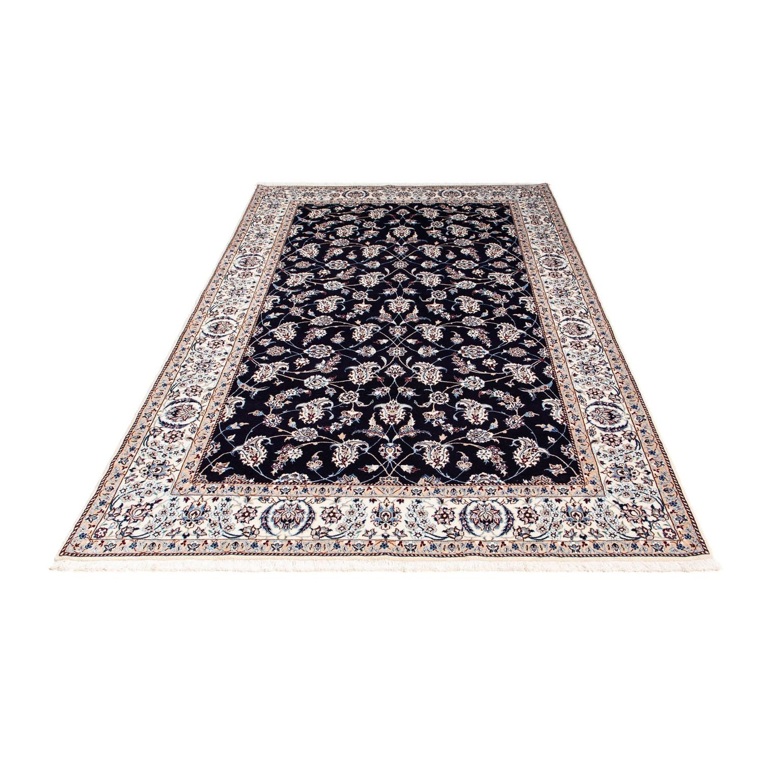 Persisk tæppe - Nain - Premium - 227 x 139 cm - mørkeblå