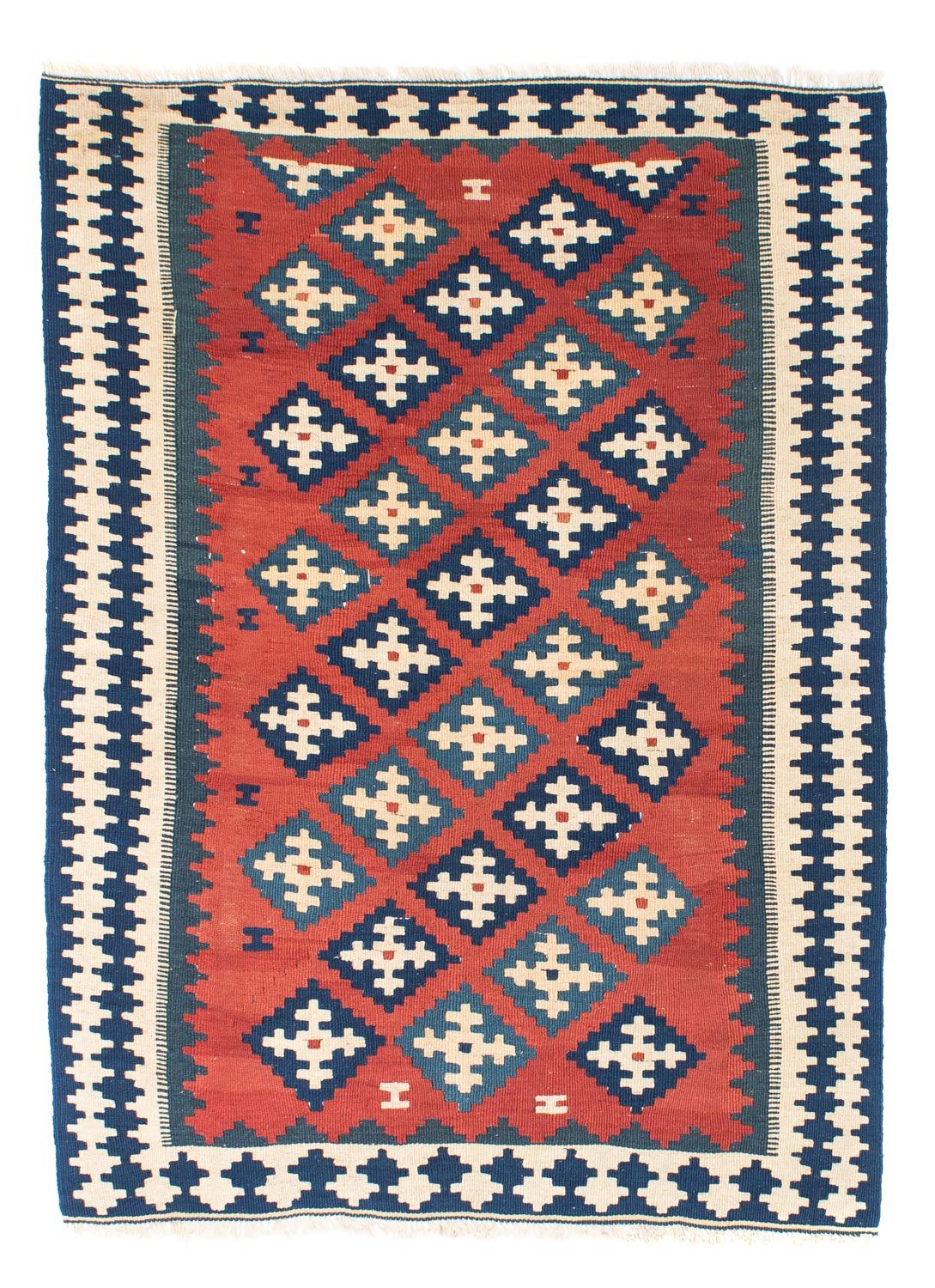 Kelim-tæppe - orientalsk - 150 x 106 cm - mørkerød
