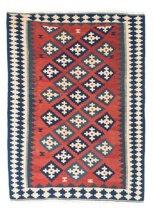 Kelim-tæppe - orientalsk - 150 x 106 cm - mørkerød