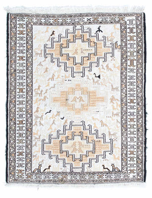Kelim-tæppe - orientalsk - 95 x 71 cm - beige
