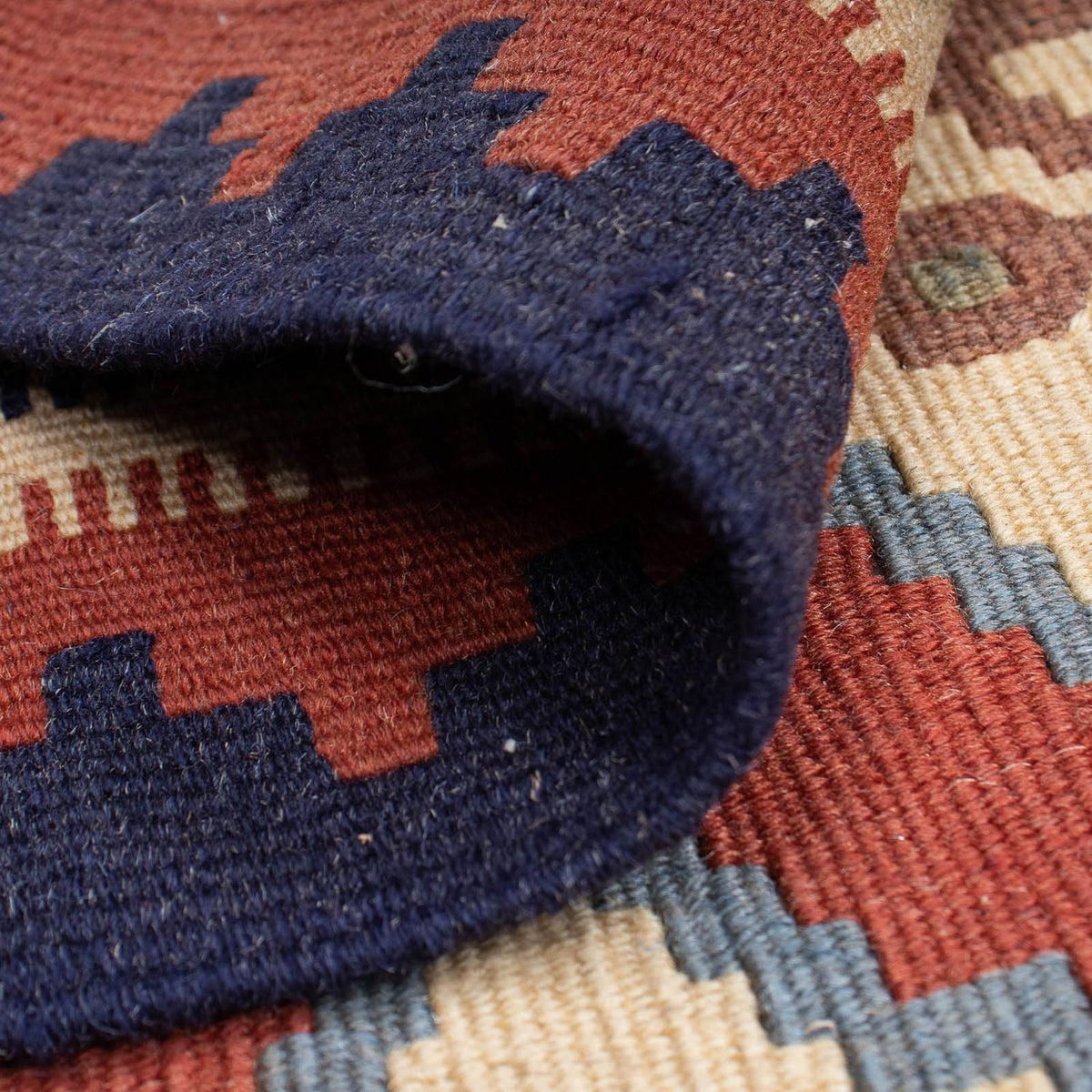 Kelim-tæppe - orientalsk - 188 x 118 cm - mørkerød