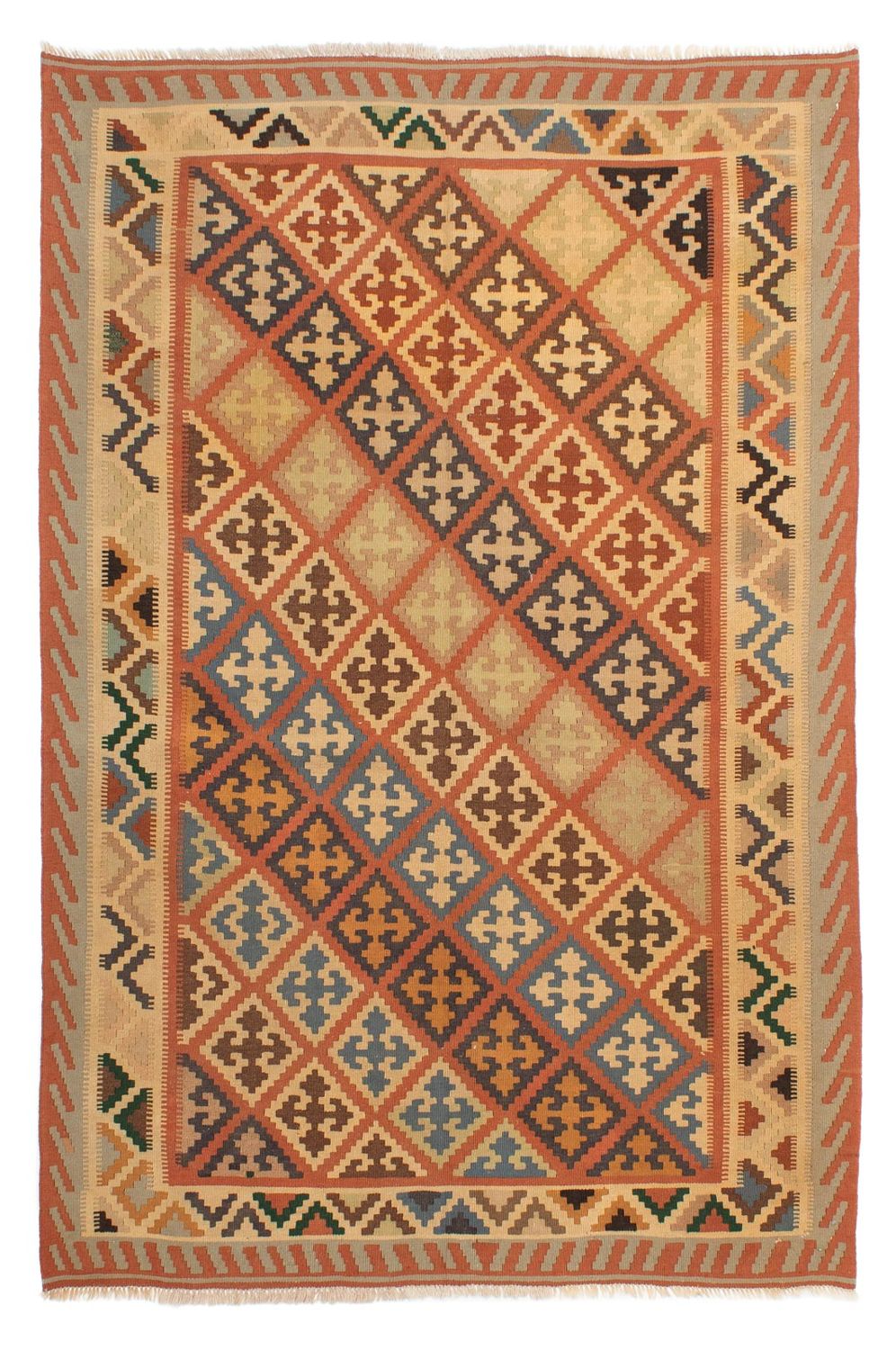 Kelim-tæppe - orientalsk - 207 x 154 cm - flerfarvet