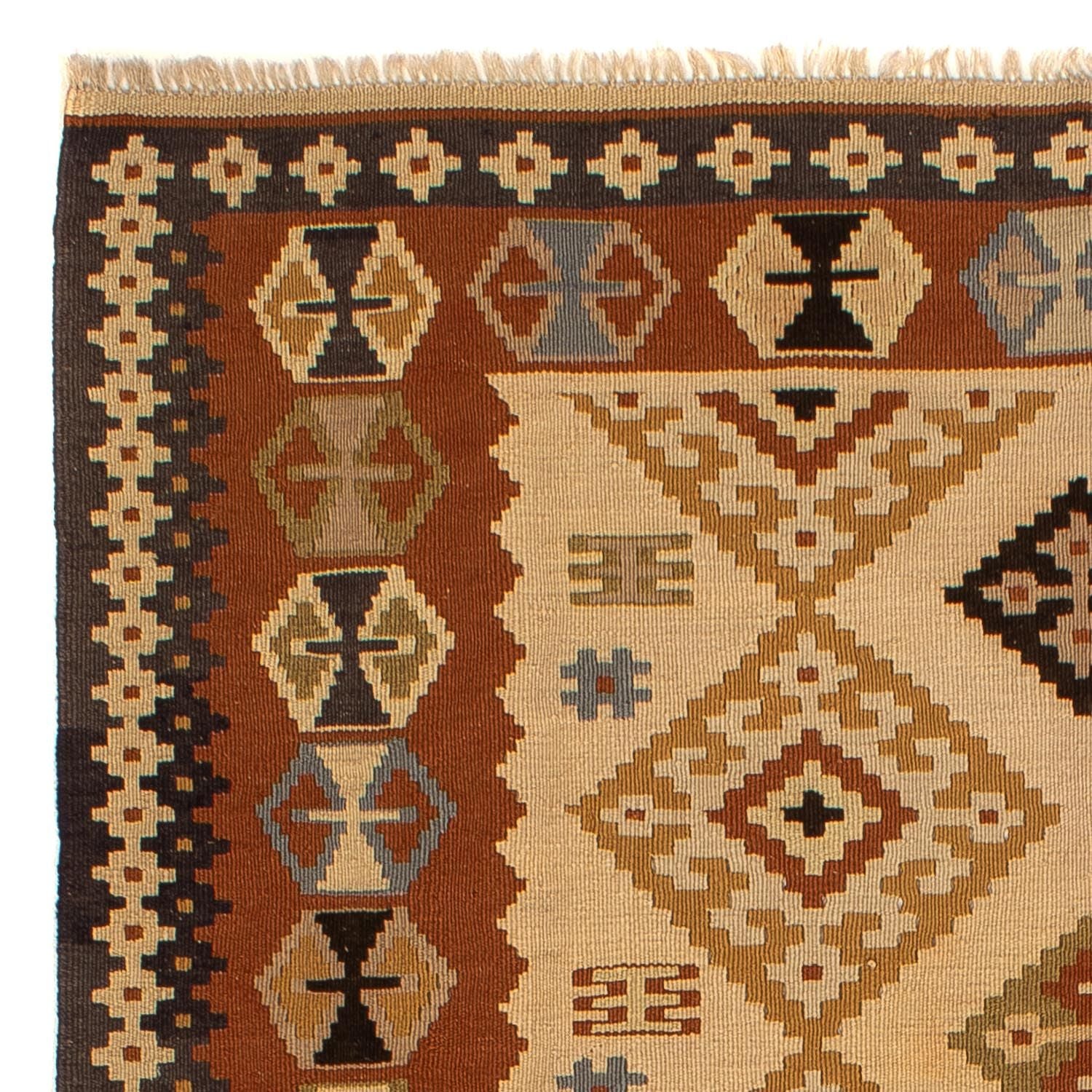 Kelim-tæppe - orientalsk - 208 x 160 cm - brun