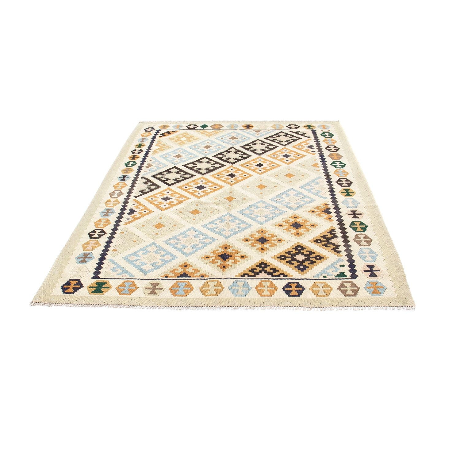 Kelim-tæppe - orientalsk - 195 x 158 cm - beige