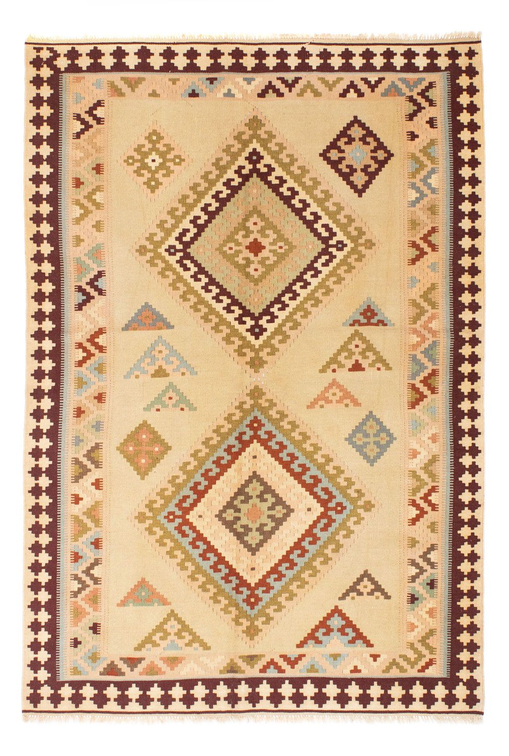 Kelim-tæppe - orientalsk - 216 x 150 cm - lys beige