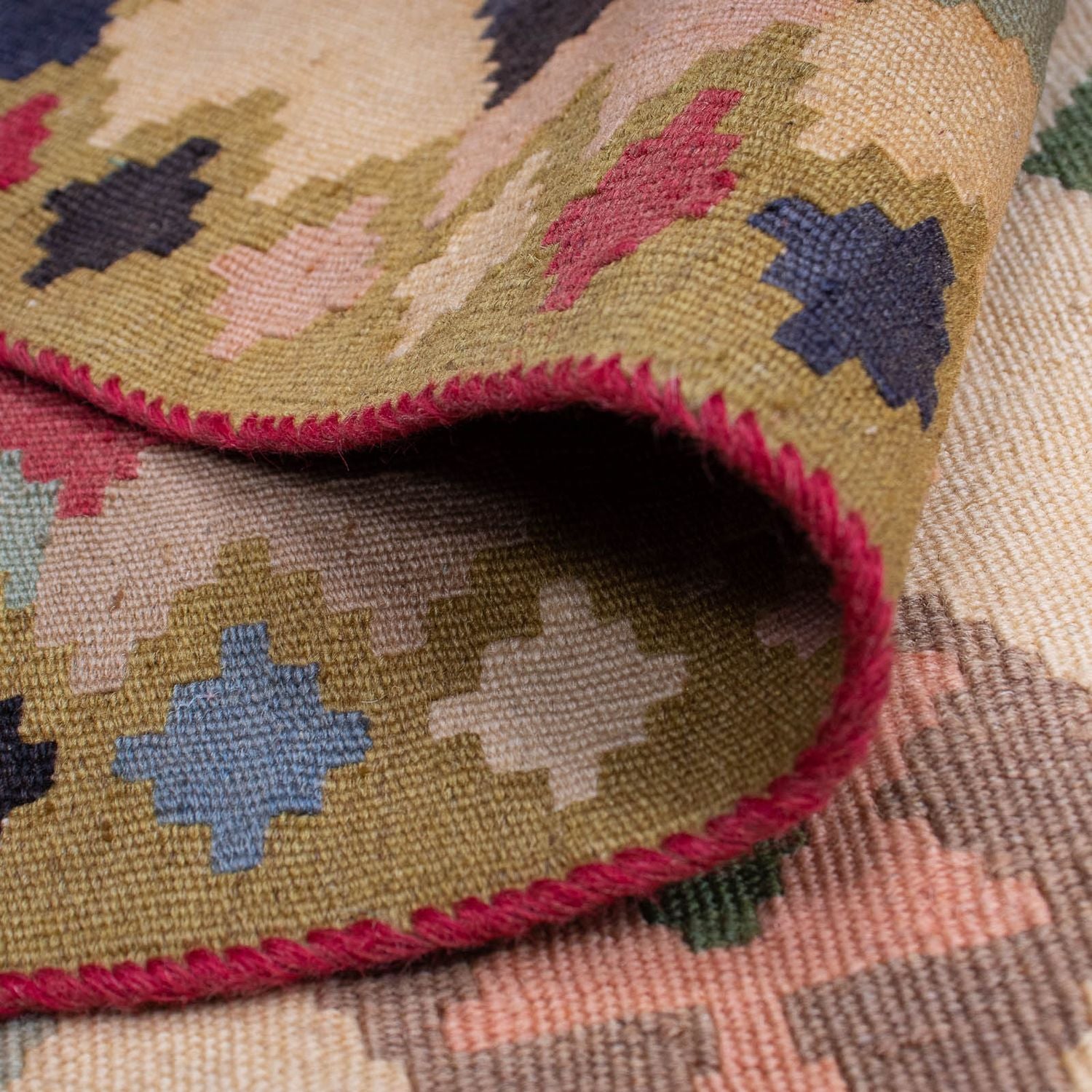 Kelim-tæppe - orientalsk - 216 x 127 cm - beige