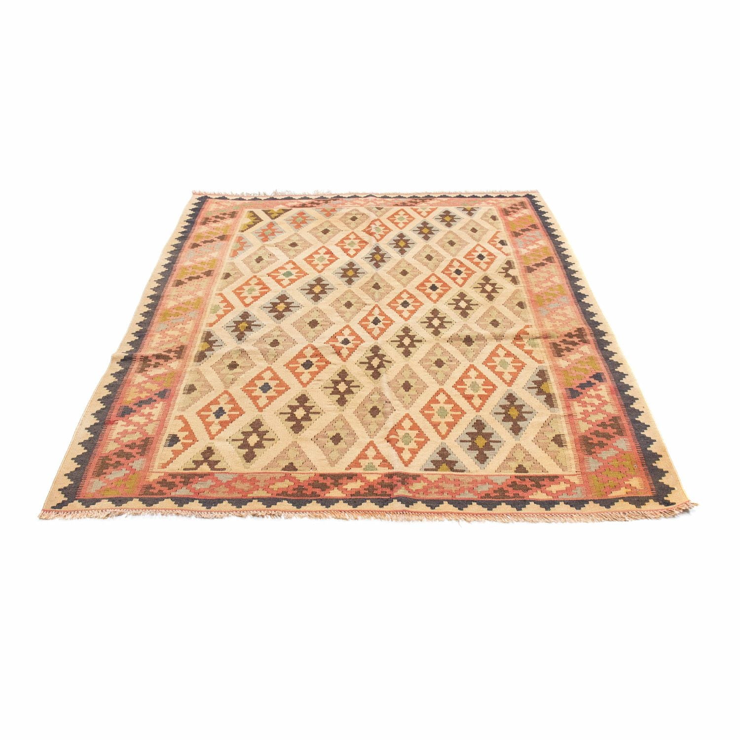 Kelim-tæppe - orientalsk - 190 x 144 cm - beige