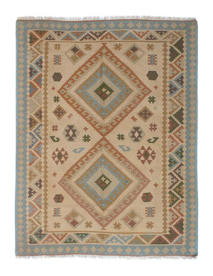 Kelim-tæppe - orientalsk - 187 x 152 cm - lys brun