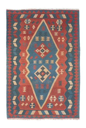 Kelim-tæppe - orientalsk - 167 x 114 cm - blå