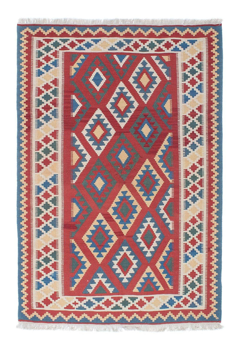 Kelim-tæppe - orientalsk - 186 x 125 cm - mørkerød