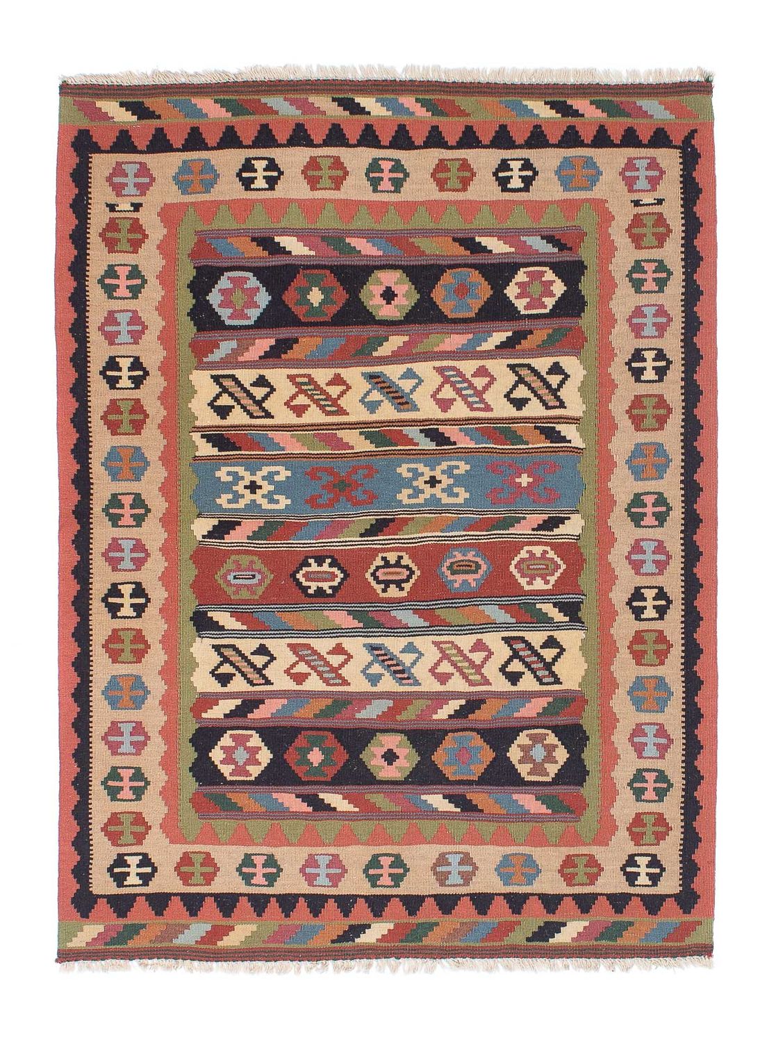 Kelim-tæppe - orientalsk - 144 x 105 cm - flerfarvet