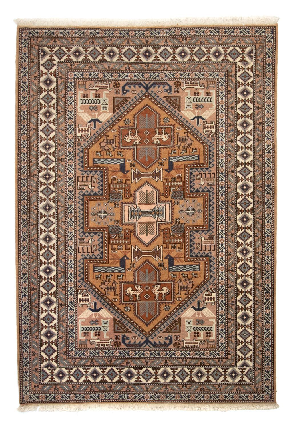 Persisk tæppe - Nomadisk - 197 x 144 cm - lys brun
