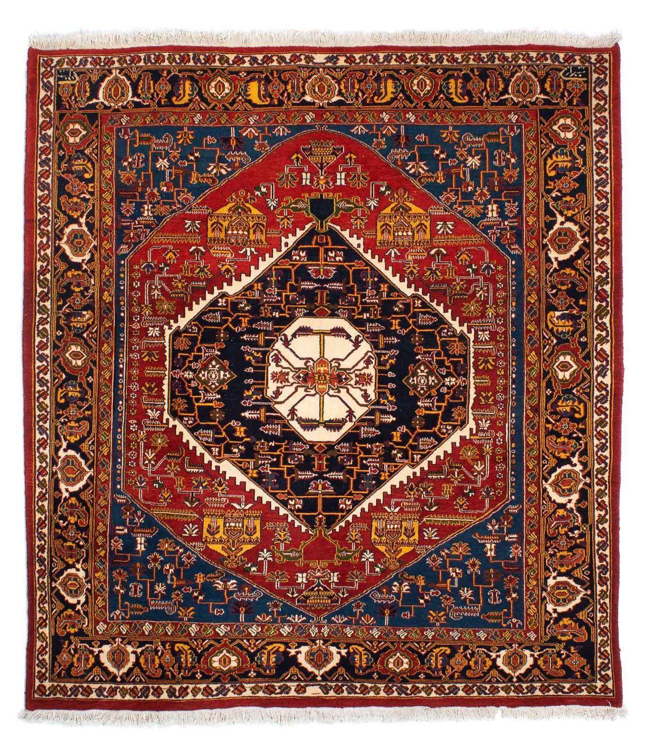 Gabbeh-tæppe - Kashkuli Persisk - 200 x 180 cm - mørkerød
