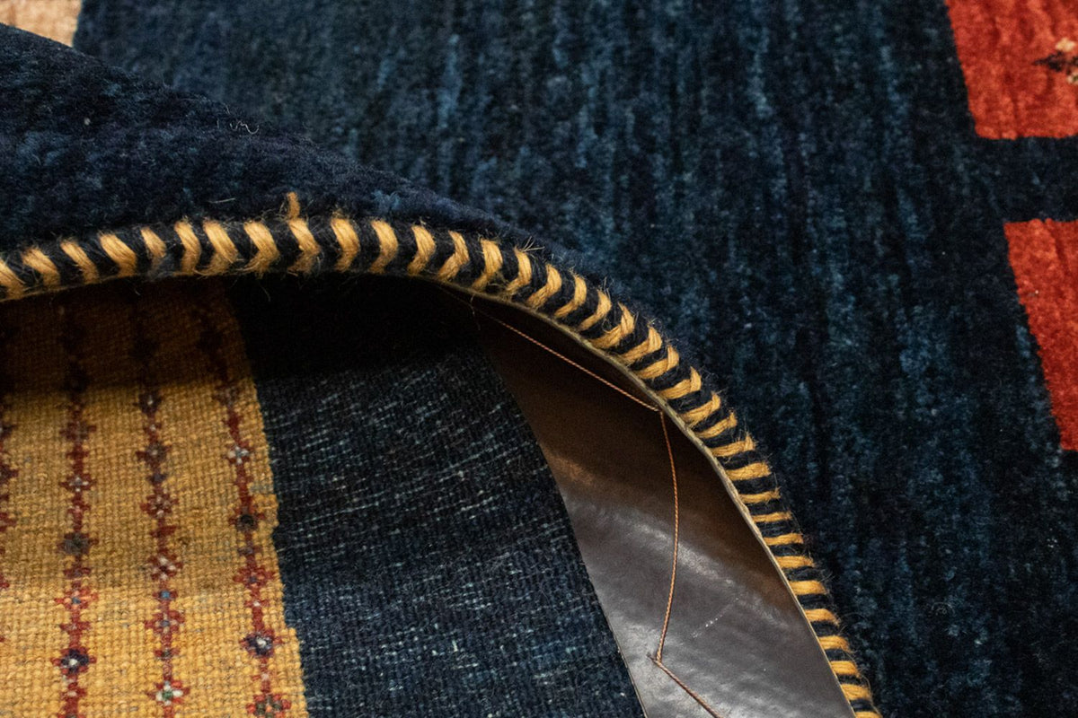 Gabbeh Tæppe - Loribaft Persisk - 152 x 105 cm - mørkeblå