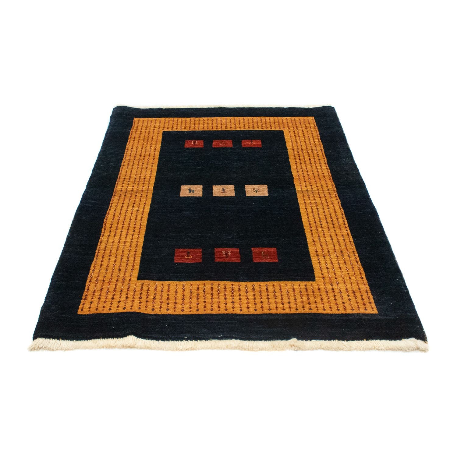 Gabbeh Tæppe - Loribaft Persisk - 152 x 105 cm - mørkeblå