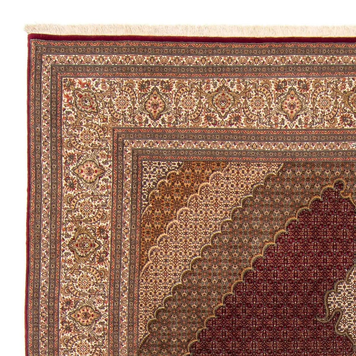 Persisk tæppe - Tabriz - 358 x 253 cm - mørkerød