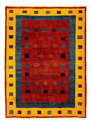 Gabbeh Tæppe - Loribaft Persisk - 145 x 112 cm - mørkerød
