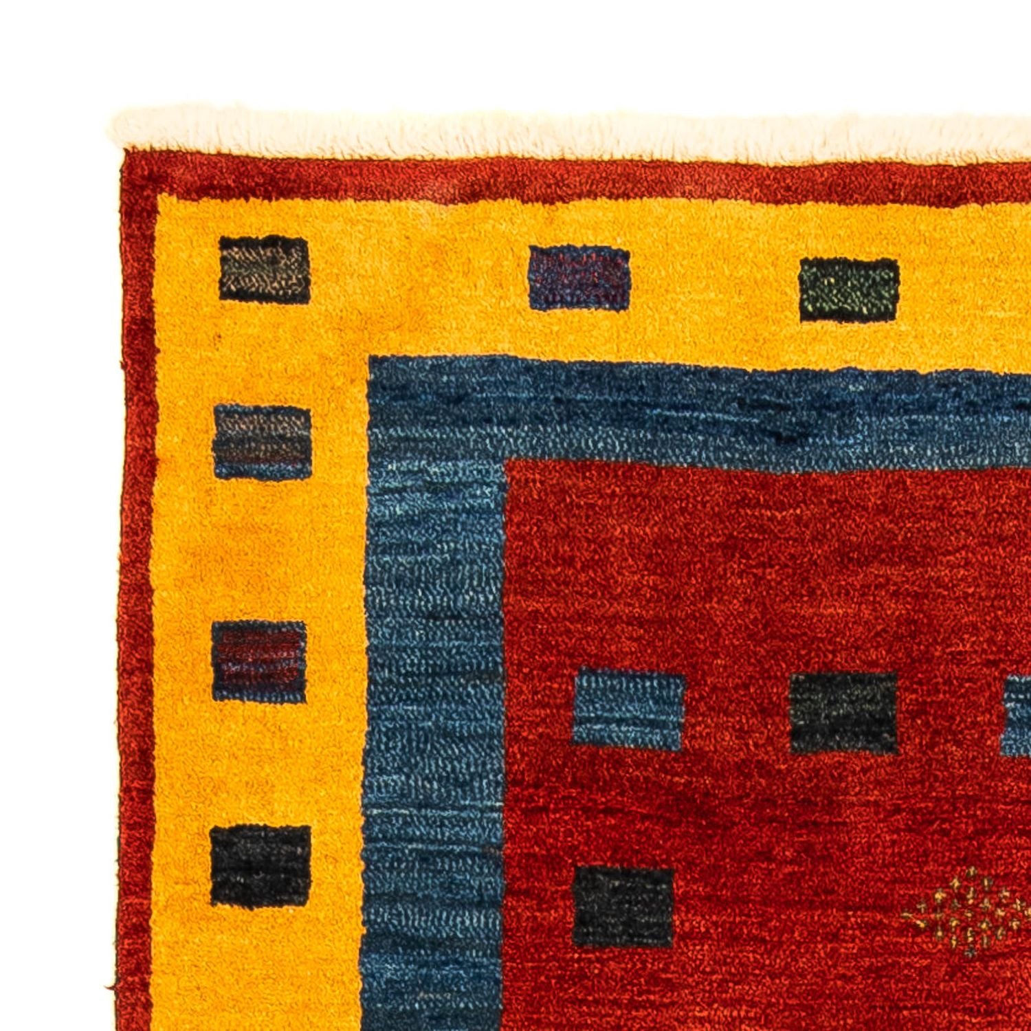 Gabbeh Tæppe - Loribaft Persisk - 145 x 112 cm - mørkerød