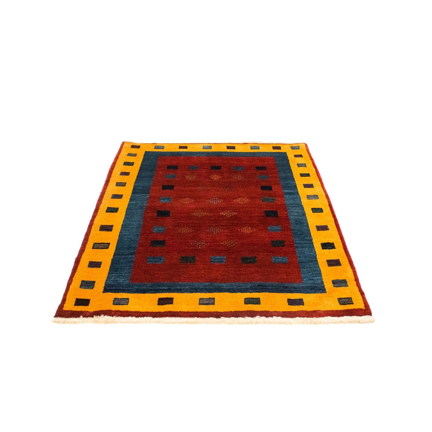 Gabbeh Tæppe - Loribaft Persisk - 145 x 112 cm - mørkerød