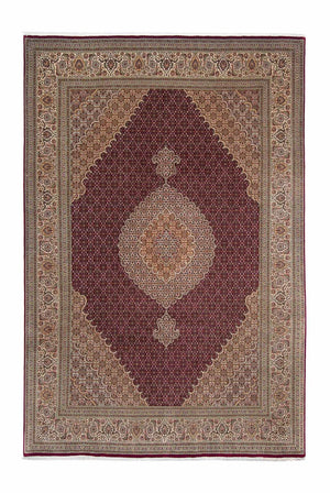 Persisk tæppe - Tabriz - 300 x 200 cm - mørkerød