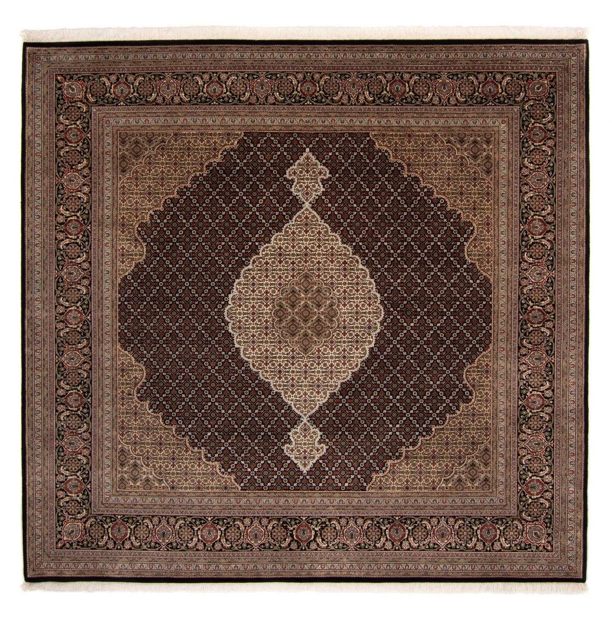 Persisk tæppe - Tabriz - 253 x 246 cm - mørkeblå