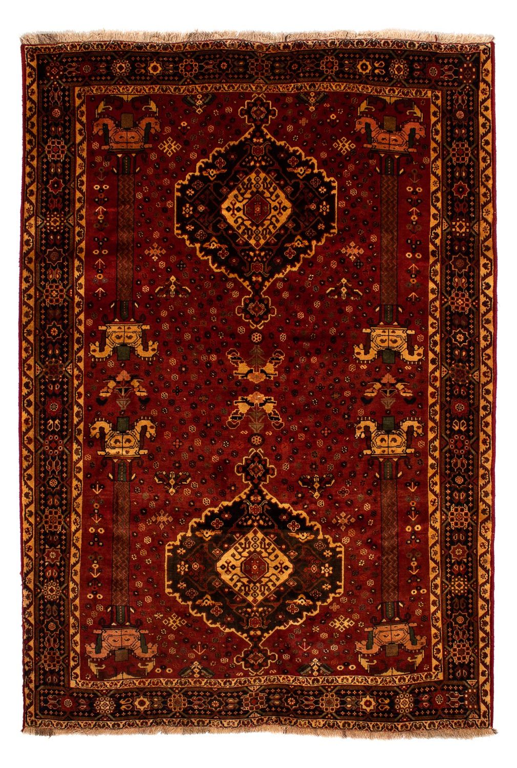 Persisk tæppe - Nomadisk - 307 x 206 cm - mørkerød