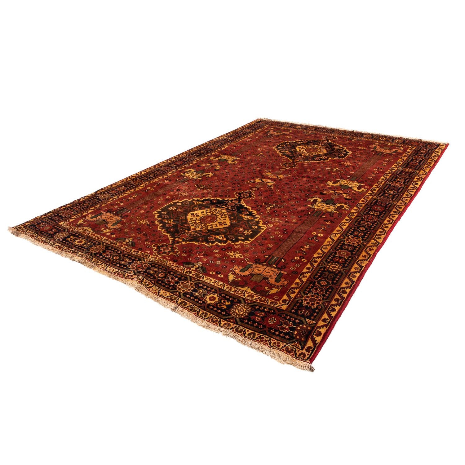 Persisk tæppe - Nomadisk - 307 x 206 cm - mørkerød