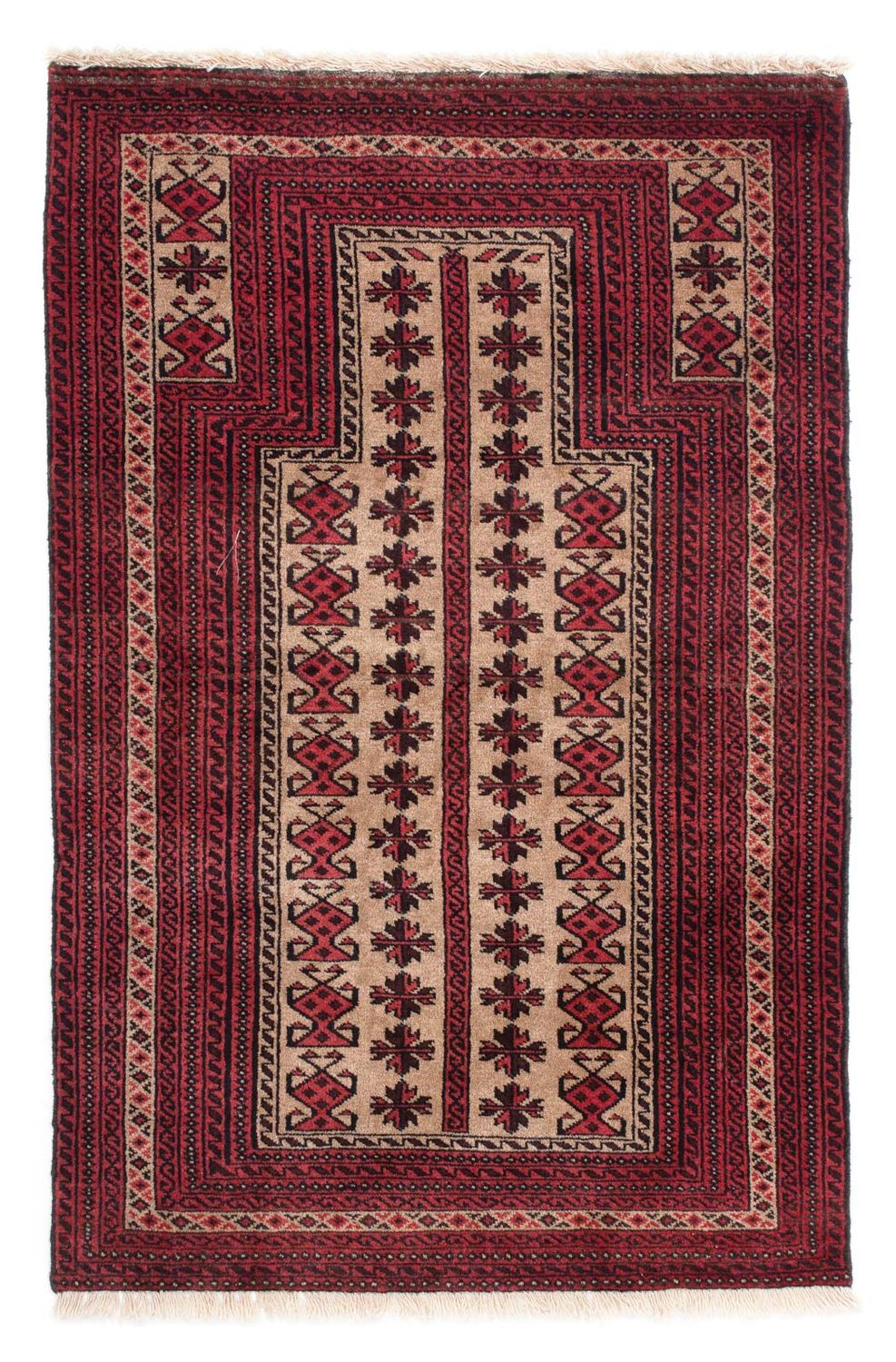 Persisk tæppe - Nomadisk - 135 x 86 cm - mørkerød