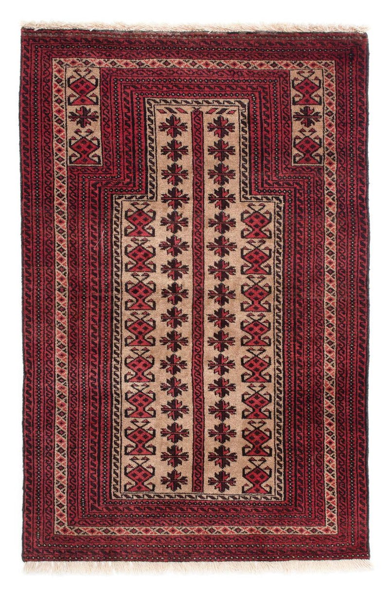 Persisk tæppe - Nomadisk - 135 x 86 cm - mørkerød