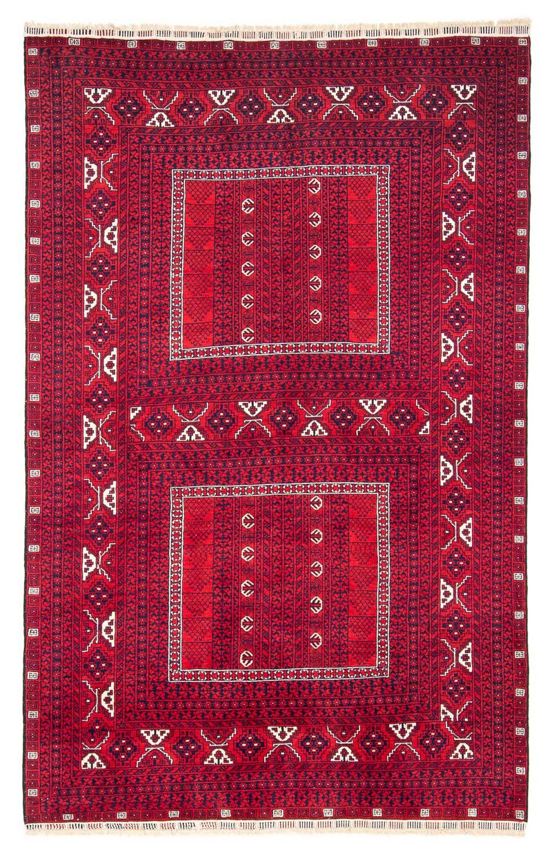 Turkaman-tæppe - 233 x 157 cm - mørkerød