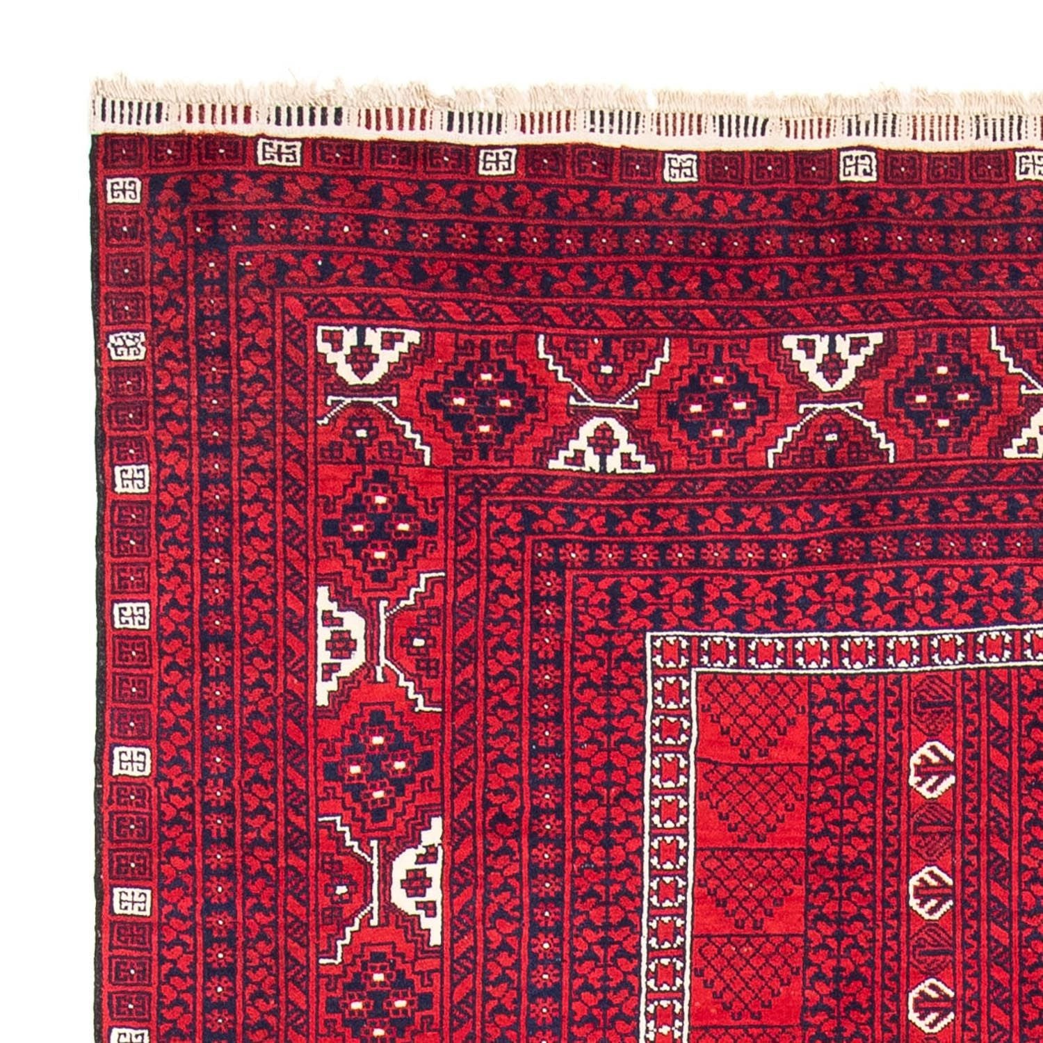 Turkaman-tæppe - 233 x 157 cm - mørkerød