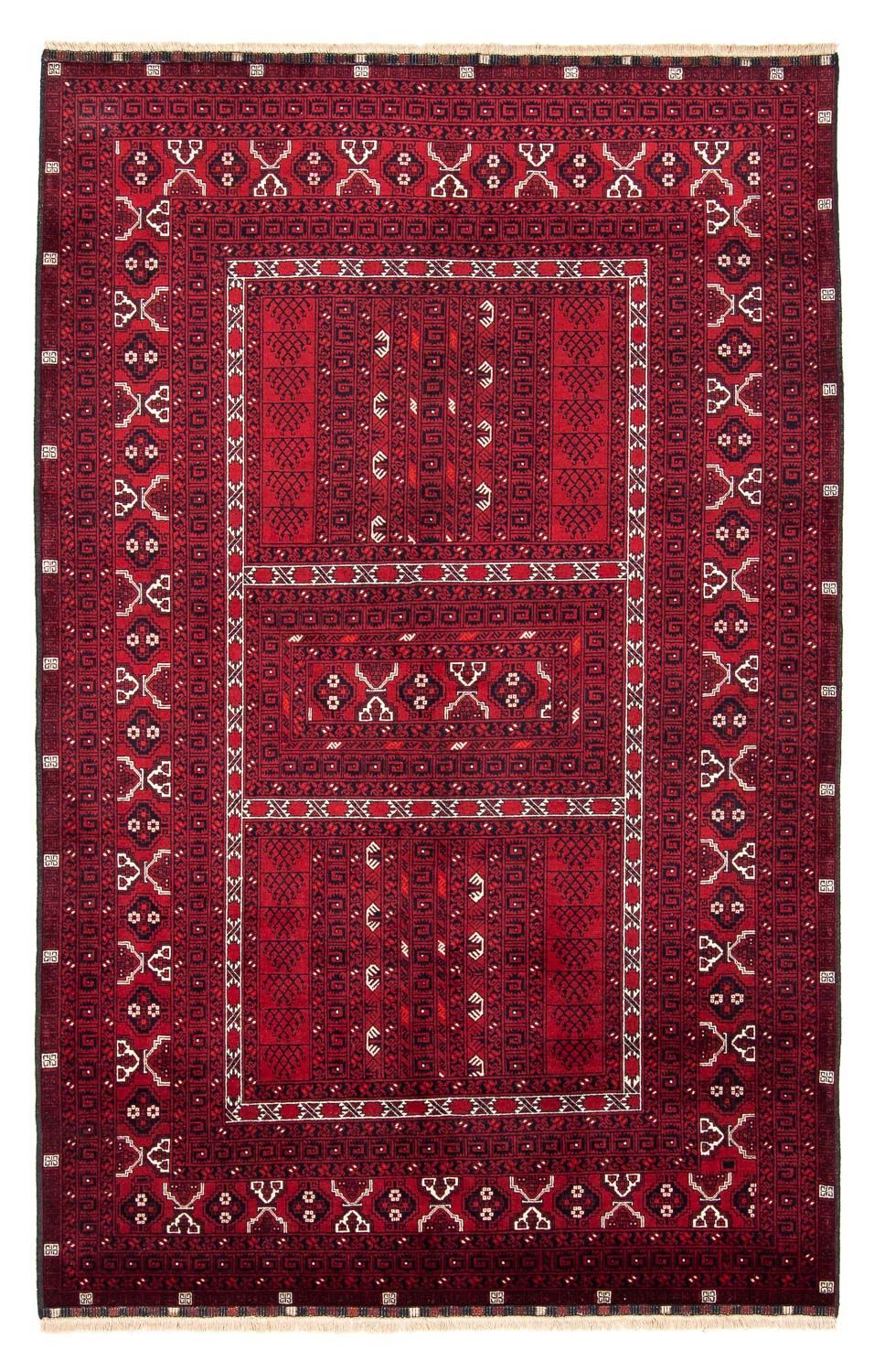 Turkaman-tæppe - 246 x 157 cm - mørkerød