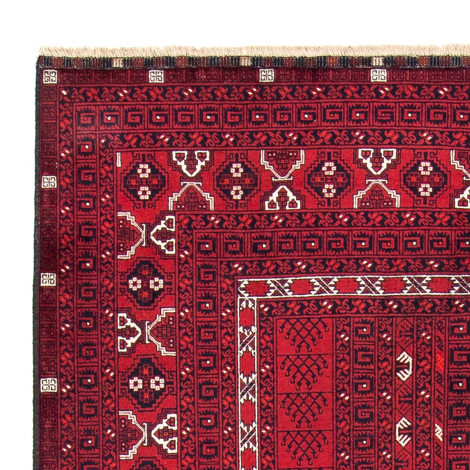Turkaman-tæppe - 246 x 157 cm - mørkerød