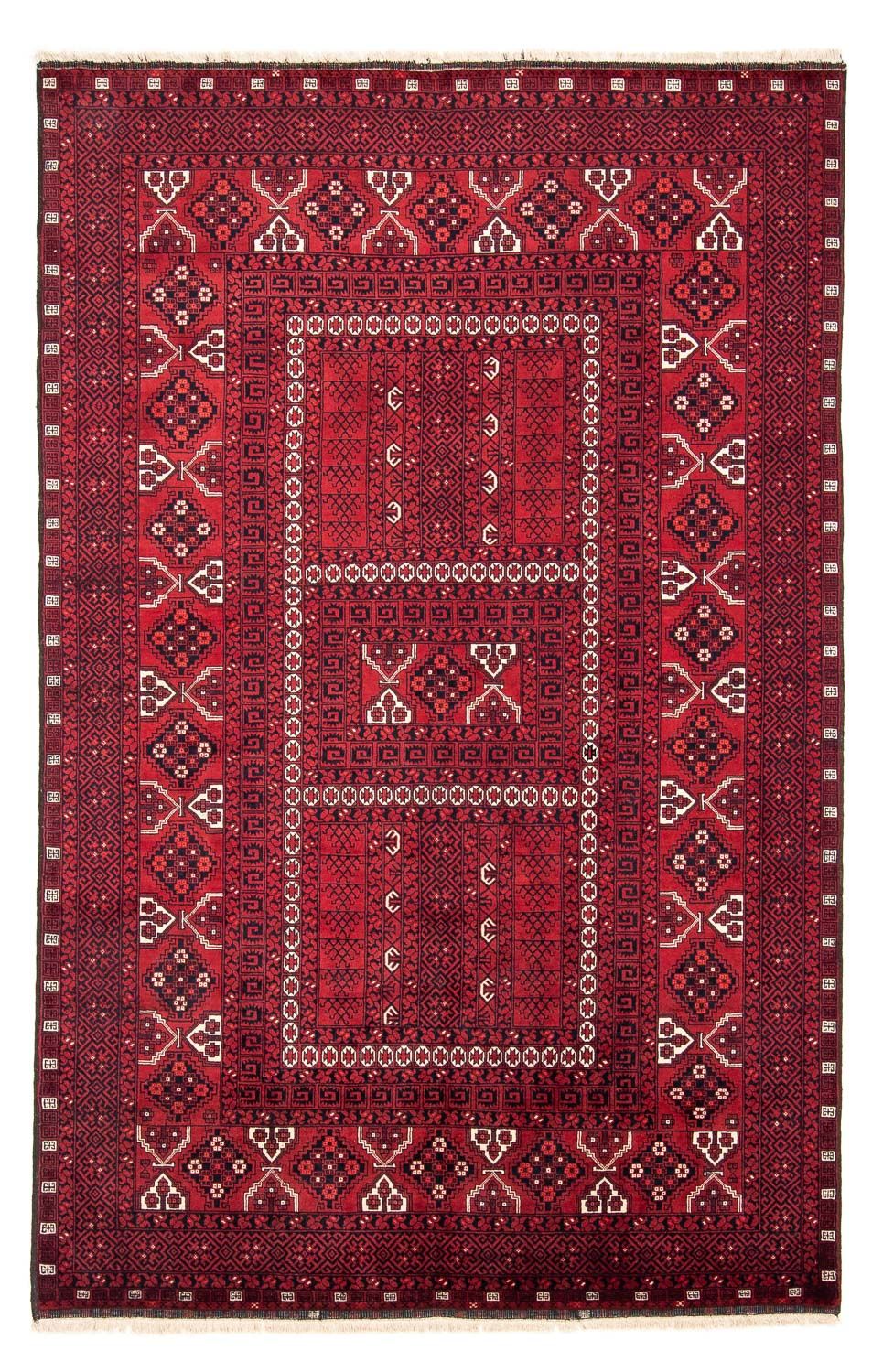 Turkaman-tæppe - 246 x 159 cm - mørkerød