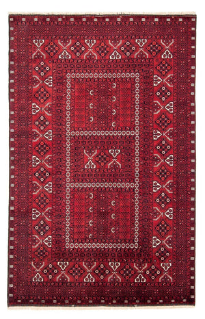 Turkaman-tæppe - 246 x 159 cm - mørkerød