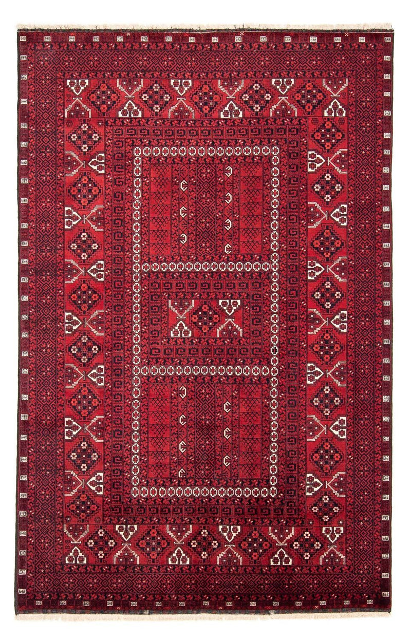 Turkaman-tæppe - 246 x 159 cm - mørkerød